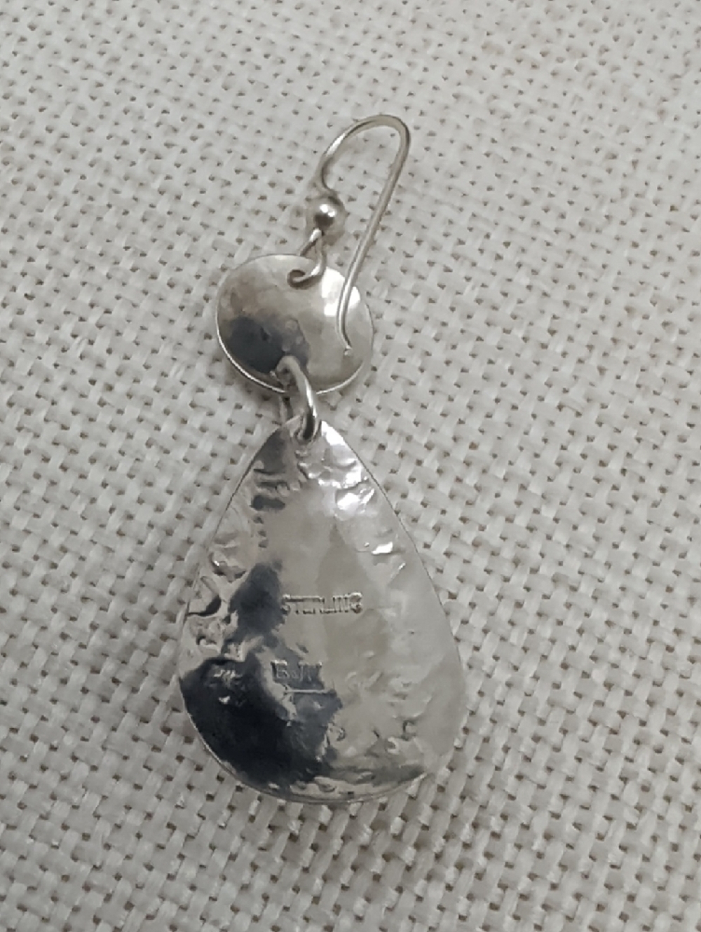 Vintage Sterling Silver Red Coral Cabochon Teardrop Dangle Earrings Artisan - Picture 8 of 17